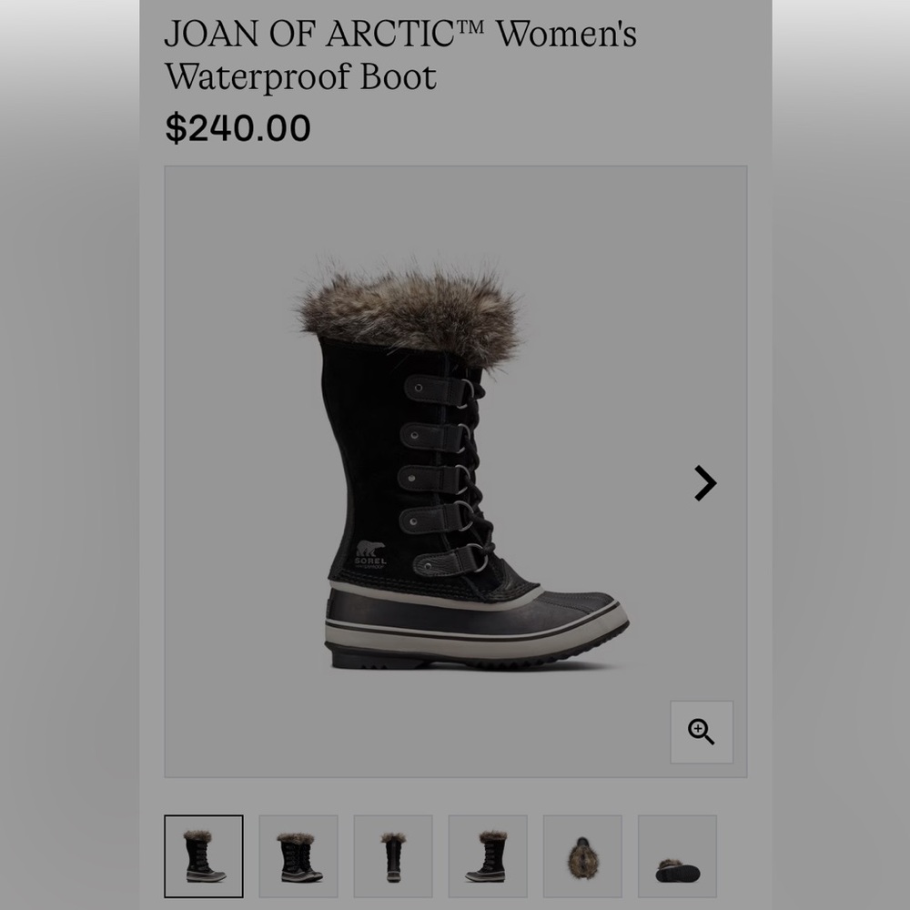 NWT Sorel Black Waterproof Winter Boots with Fur Trim - Picture 6 of 6